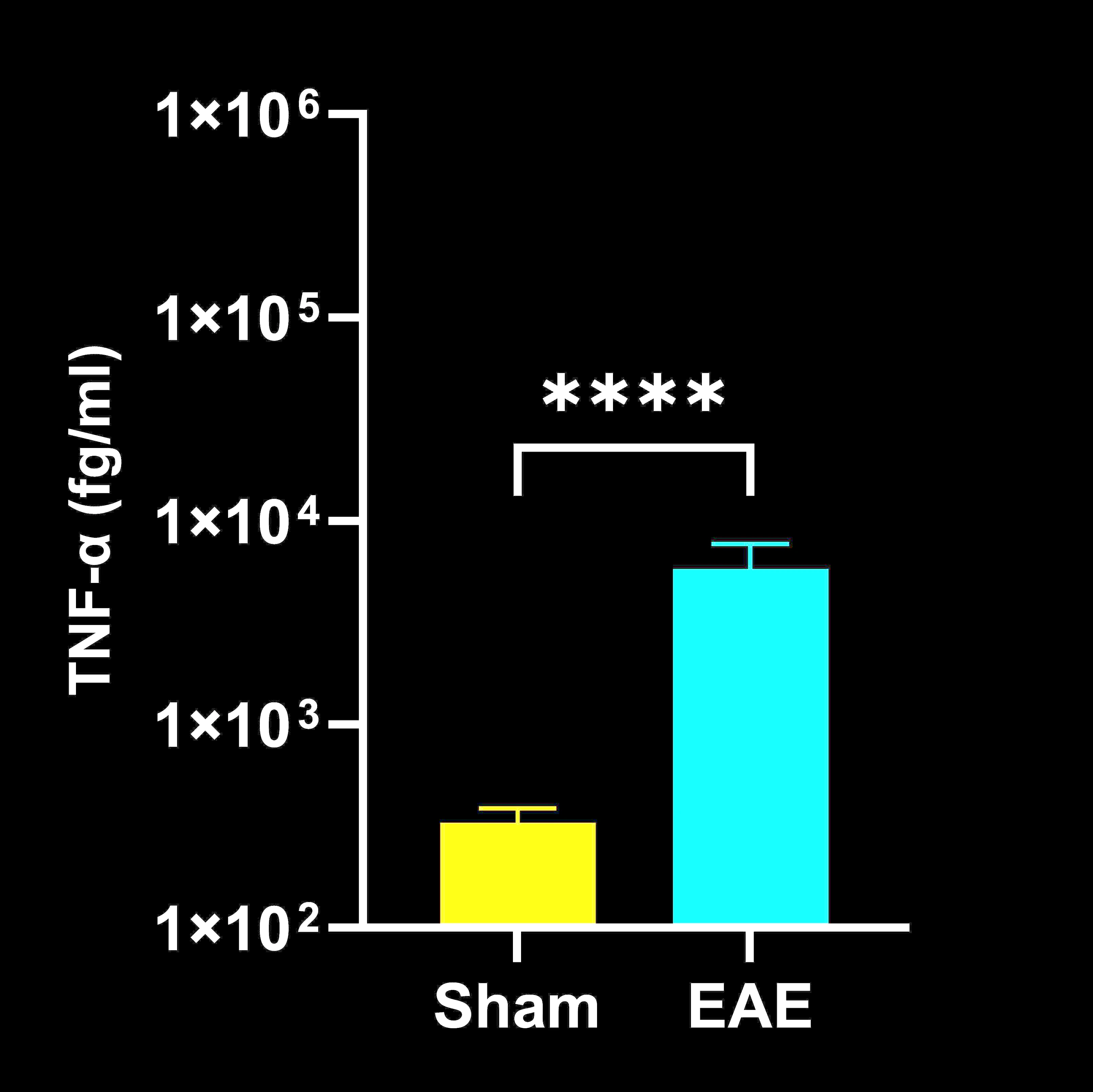 Spinal cord homogenate TNF-α concentrations in EAE vs. sham