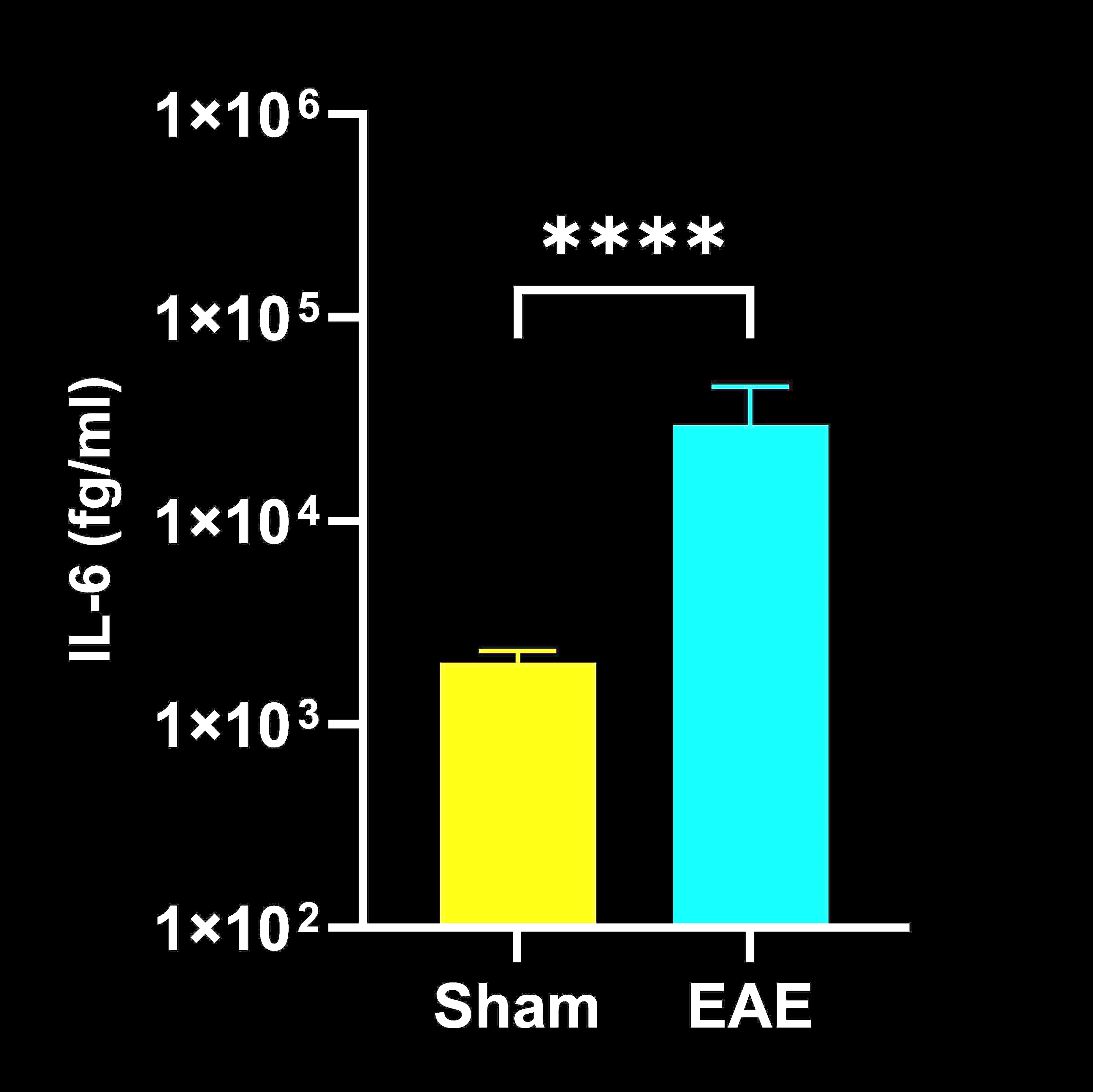 Spinal cord homogenate IL-6 concentrations in EAE vs. sham